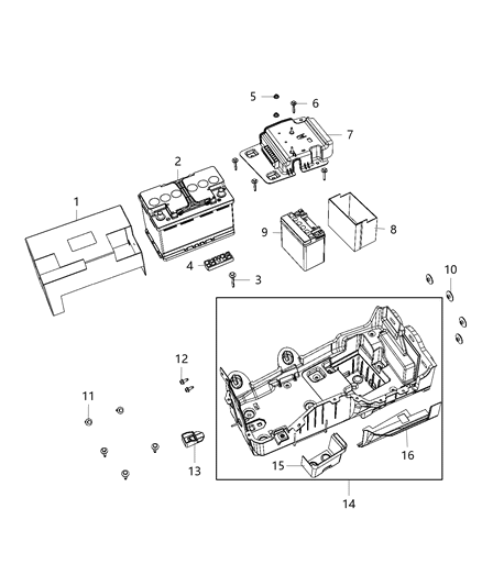 2021 Jeep Gladiator Tray And Support, Battery Diagram