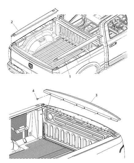 2020 Ram 3500 Pickup Pickup Box, Rail Caps Diagram