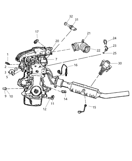 2004 Chrysler PT Cruiser Sensors, Engine Diagram