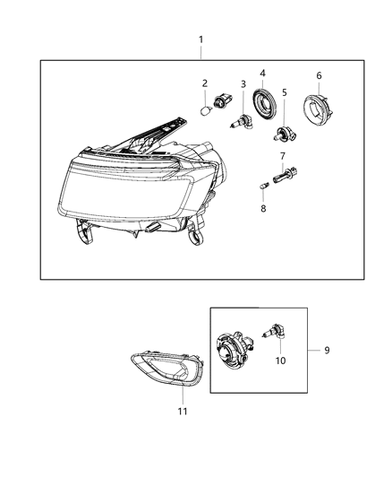 2014 Jeep Grand Cherokee Headlamp Assembly Diagram for 68236108AD