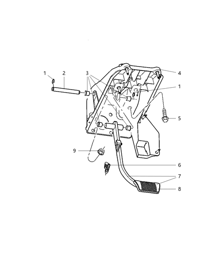 2009 Chrysler Aspen Shaft-Brake Pedal Pivot Diagram for 52010453AA