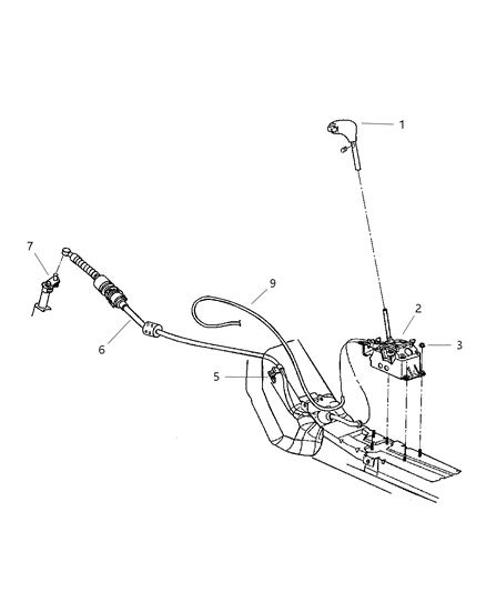 2000 Chrysler Sebring Controls, Gearshift, Floor Shaft Diagram