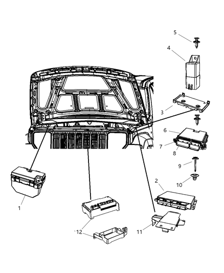 2011 Jeep Liberty Bracket-Engine Control Module Diagram for 68055420AA