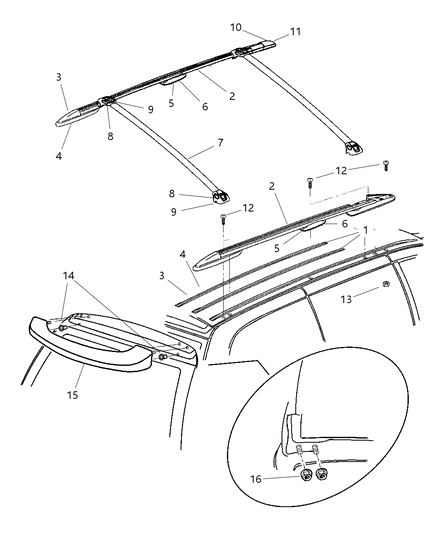 2000 Chrysler Town & Country Luggage Rack Diagram