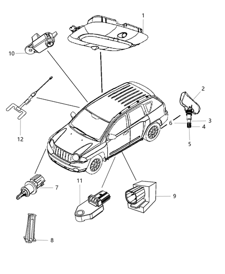 2013 Jeep Compass Valve Cor-Valve Stem Diagram for 68001744AB