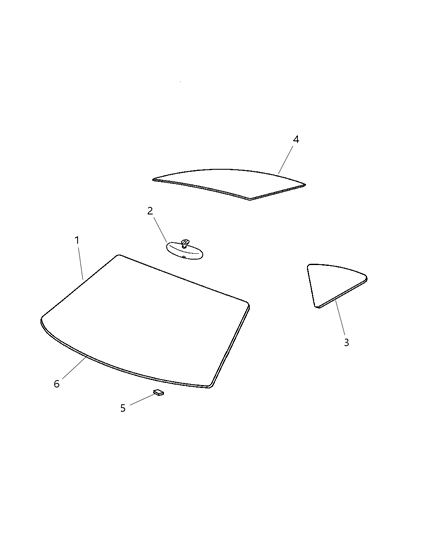 2004 Chrysler Crossfire Glass, Windshield, Backlite, Quarter & Rear View Mirror Diagram