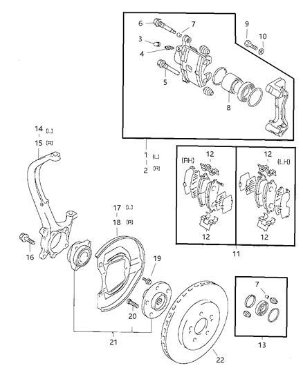 1998 Chrysler Sebring Front Steering Knuckle Diagram for MR223628