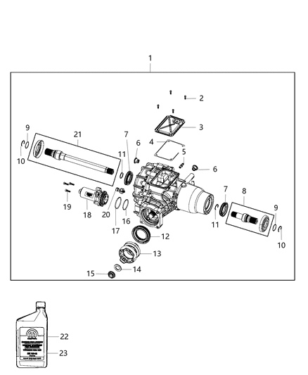 2015 Jeep Cherokee Housing & Differential With Internal Components , Rear Axle Diagram 1