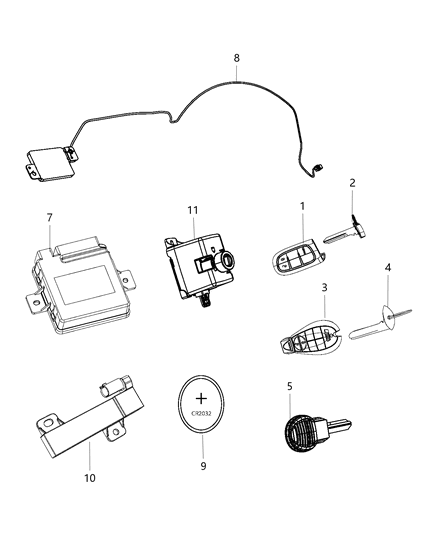 2013 Ram 3500 Receiver Modules, Keys & Key Fob Diagram