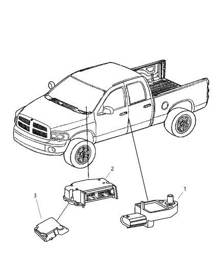 2007 Dodge Ram 2500 Air Bag Modules & Sensors Diagram