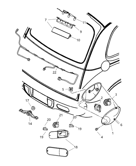 2005 Chrysler PT Cruiser Lamp-Center High Mounted Stop Diagram for 5303609AA