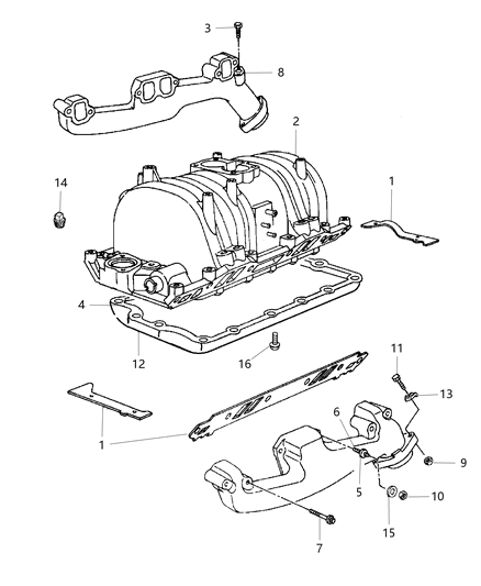 2002 Dodge Durango Manifold - Intake & Exhaust Diagram 2