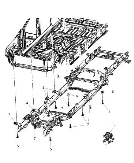 2019 Ram 2500 Body Hold Down Diagram for 68349244AB