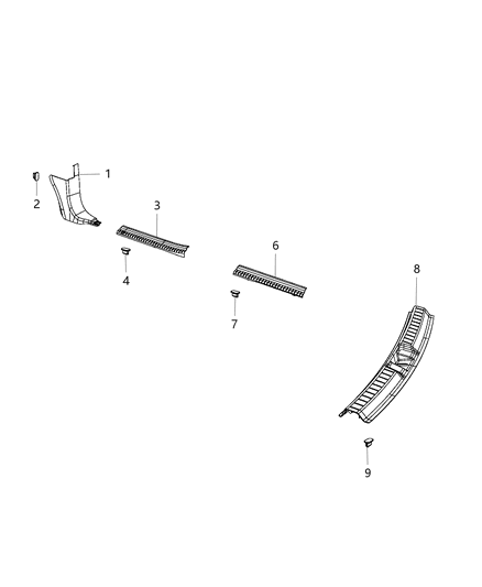 2016 Dodge Journey Cowl Side Panel & Scuff Plates Diagram