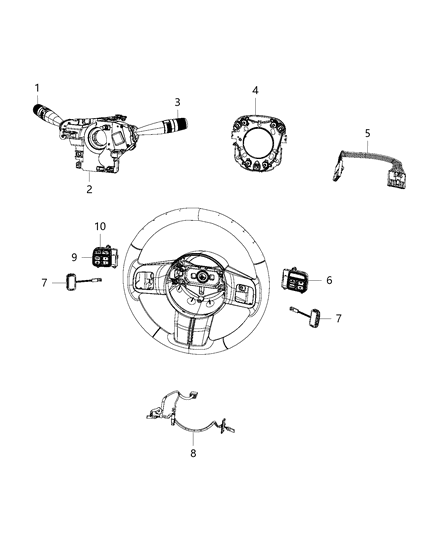 2016 Jeep Compass Airbag Steering Wheel Clockspring Diagram for 5156106AG