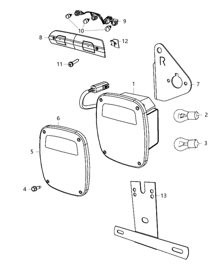 2007 Dodge Ram 3500 Bracket-Tail Lamp Diagram for 5020575AB