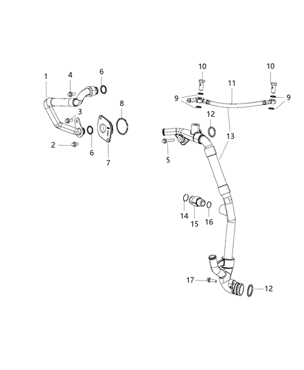 2018 Ram 5500 Tube-Water Inlet Diagram for 68210652AA