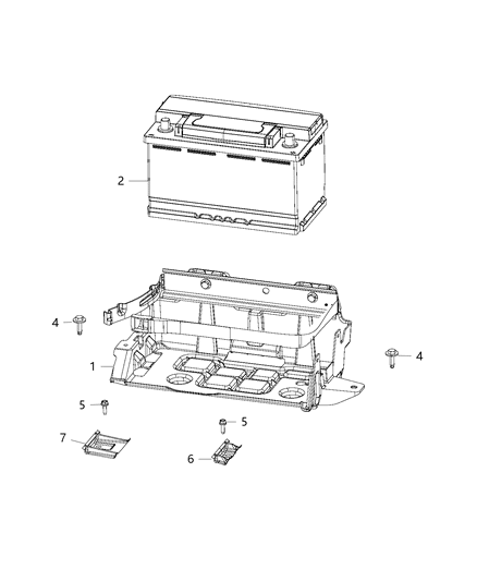 2017 Dodge Charger Battery Tray & Support Diagram