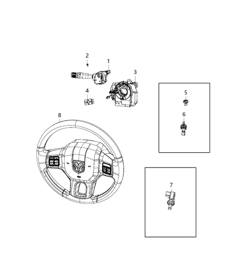 2018 Ram 1500 Sensors, Steering & Brake Pedal Diagram