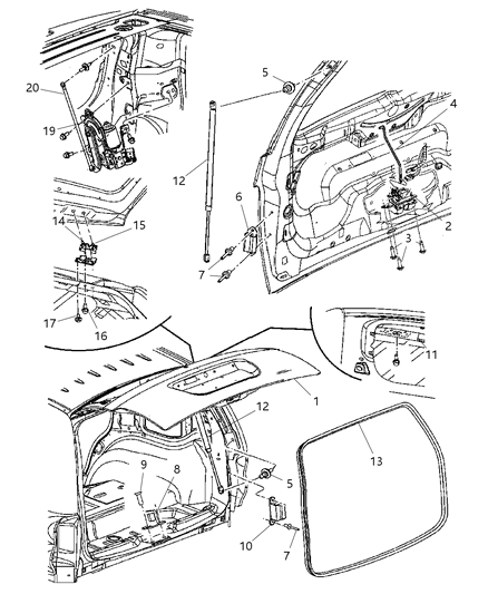 2006 Dodge Durango LIFTGATE-LIFTGATE Diagram for 55364536AB