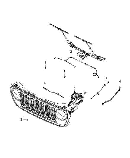 2021 Jeep Wrangler Washer System, Front Diagram