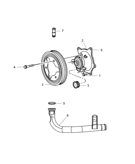 2007 Dodge Grand Caravan Water Pump & Related Parts Diagram 2