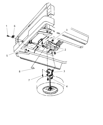 2004 Dodge Dakota Spare Wheel, Underbody Mounting Diagram