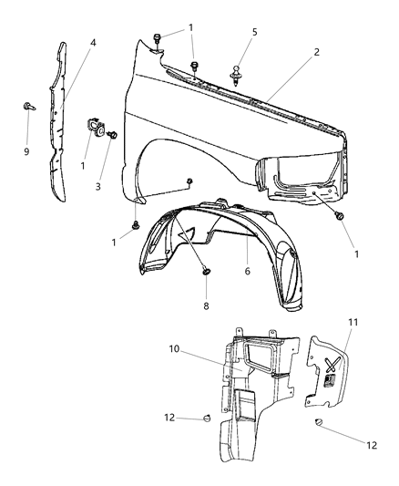 2008 Dodge Ram 3500 Pickup Front Fender Diagram