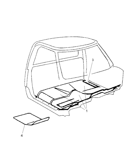 2001 Dodge Ram 2500 Quad & Club Cab Carpets, Mats Diagram