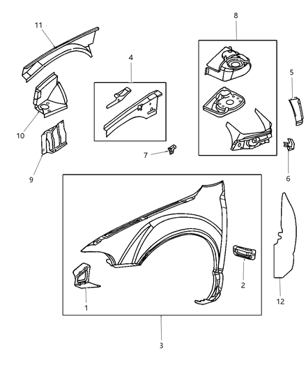 2000 Chrysler Cirrus Fender & Shield Diagram