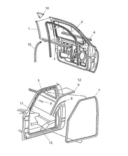 2000 Dodge Ram 3500 Quad & Club Cab Front Door Diagram