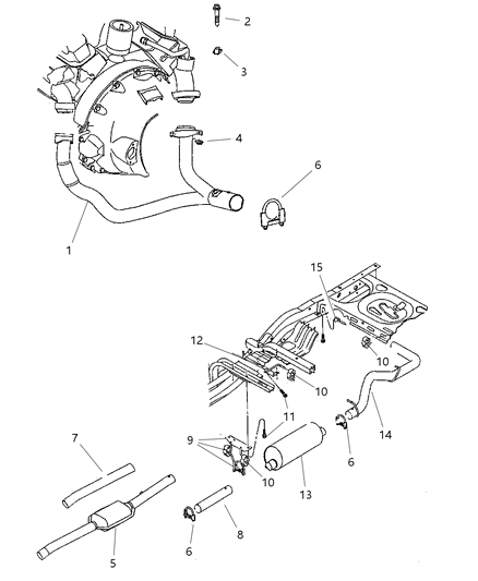 1998 Dodge Dakota Exhaust Pipe Diagram for 52103121