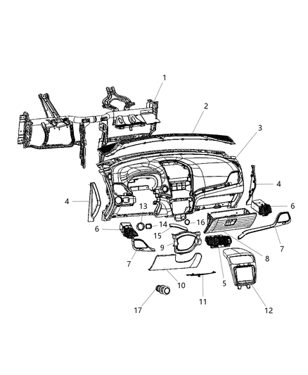 2011 Dodge Journey Bezel-Instrument Panel Diagram for 1SK51DX9AA