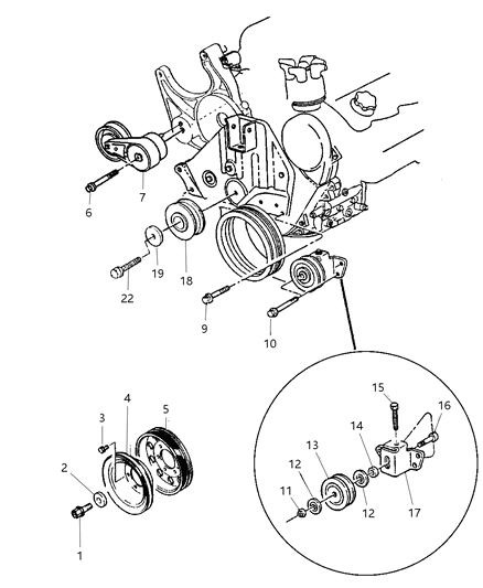 1997 Chrysler Town & Country Drive Pulleys Diagram