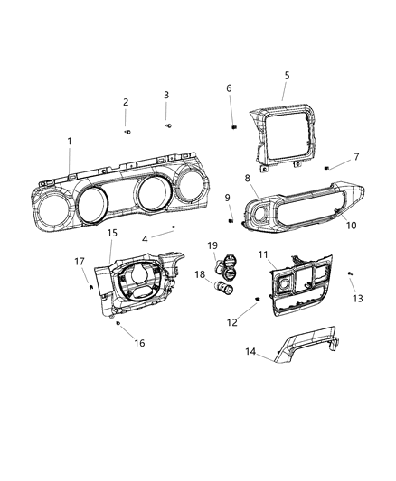 2018 Jeep Wrangler Bezel-Instrument Panel Diagram for 6CB83TX7AC