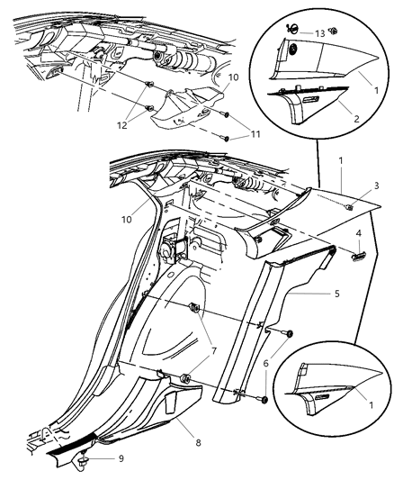 2009 Dodge Charger Panel-C Pillar Diagram for 1CL73DW1AC