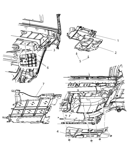 2009 Dodge Nitro Underbody Shields & Skid Plates Diagram