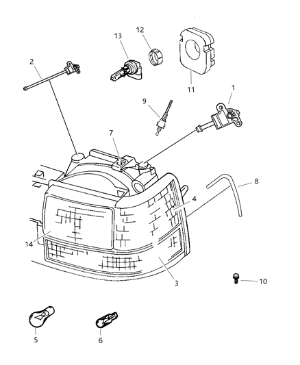1998 Jeep Grand Cherokee Lamps - Front Diagram