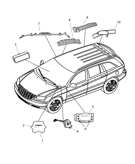 2006 Chrysler Pacifica Driver Air Bag Diagram for YJ60XDVAD