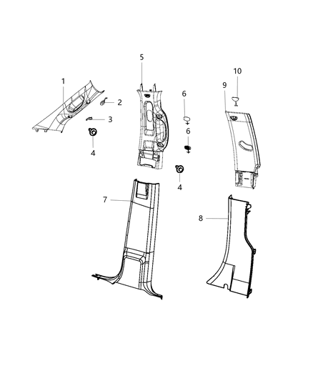 2019 Ram 3500 Cab Chassis Interior Moldings And Pillars Diagram 1