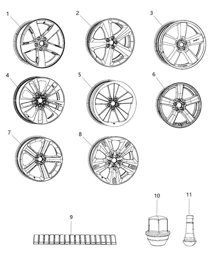 2014 Dodge Challenger Wheels & Hardware Diagram