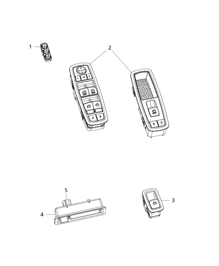2014 Jeep Cherokee Switches - Doors & Liftgate Diagram