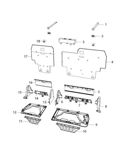 2020 Chrysler Voyager Rear Seat Cushion Diagram for 6FJ68DX9AC