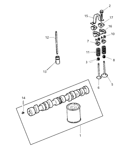 2000 Dodge Dakota Camshaft & Valves Diagram 1