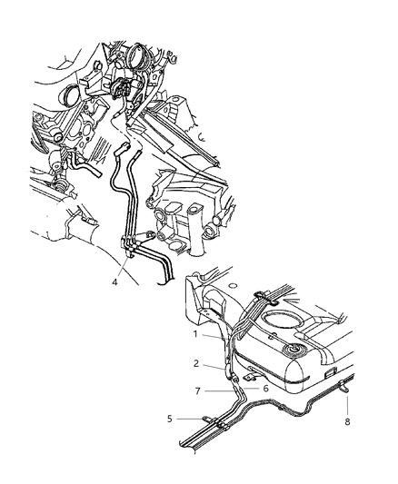 2002 Dodge Intrepid Fuel Lines & Fuel Filter Diagram