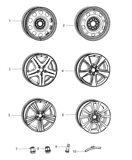 2012 Dodge Caliber Wheels & Hardware Diagram