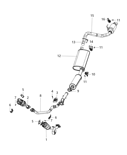 2020 Jeep Gladiator Exhaust Catalyst Converter Diagram for 68252389AG