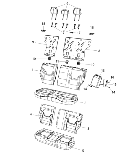 2020 Jeep Renegade Rear Seat Cushion Cover Diagram for 6SK82U00AA