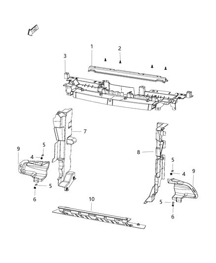 2019 Jeep Cherokee Radiator Seal, Shields, Shrouds, And Baffles Diagram 4