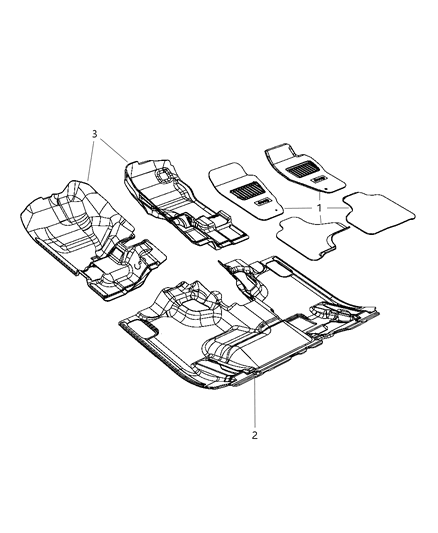 2012 Jeep Liberty Carpet-Rear Floor Diagram for 1QY04XDVAB